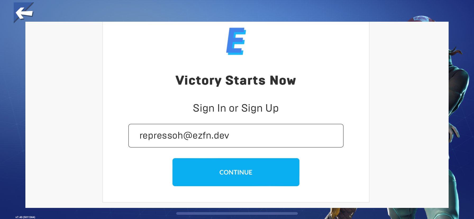 EZFN login page with email input field