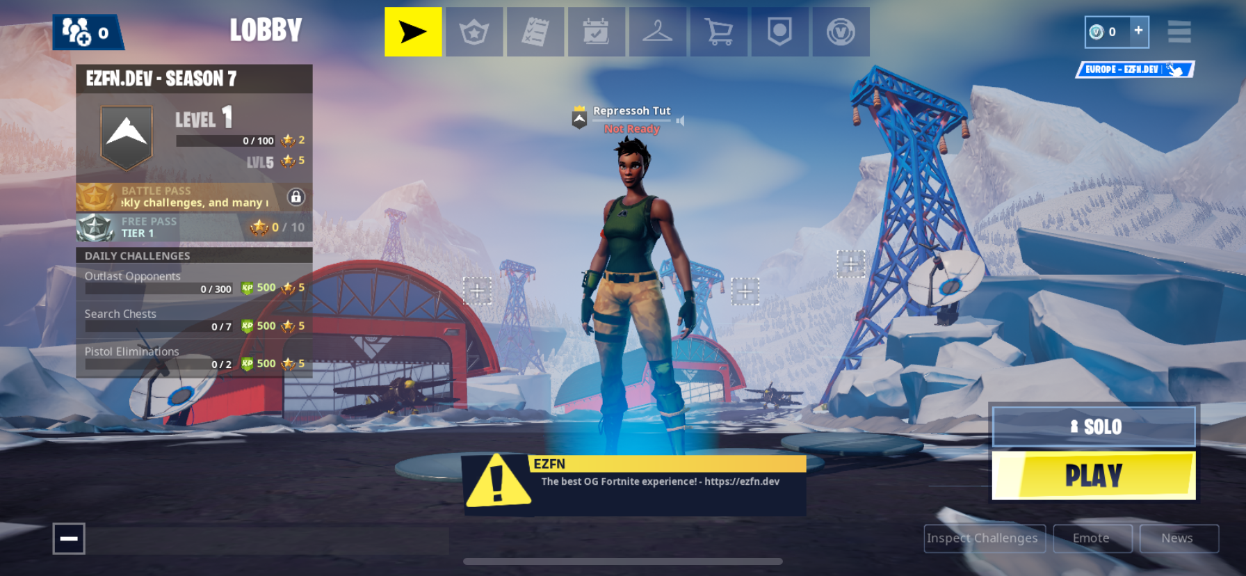 Fortnite lobby screen after successful login