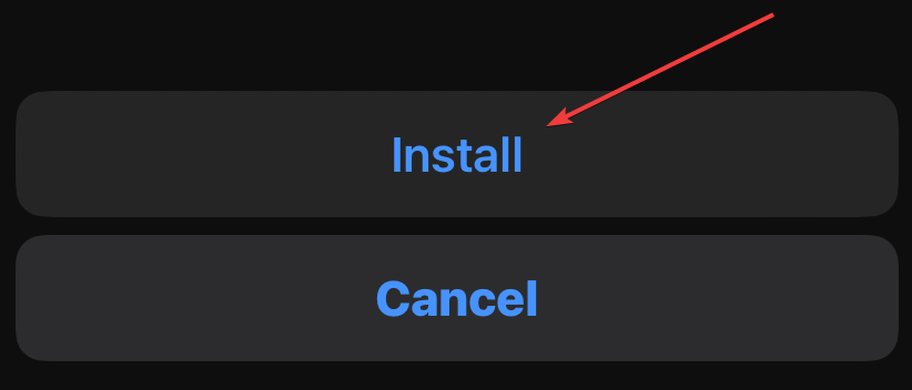 iOS profile installation completion with Done button