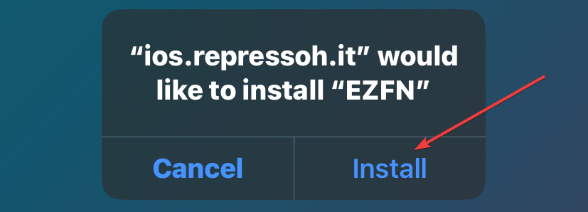 iOS dialog prompting to install the EZFN app