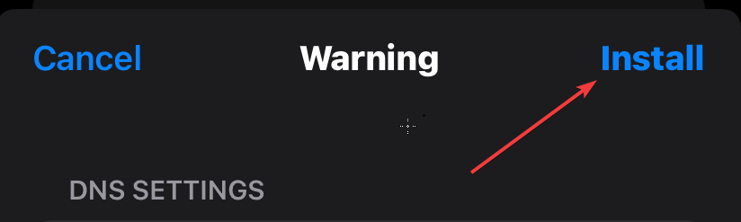 iOS profile installation confirmation showing EZFN profile details signed by ezfn.dev