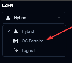 EZFN Launcher OG Fortnite dropdown